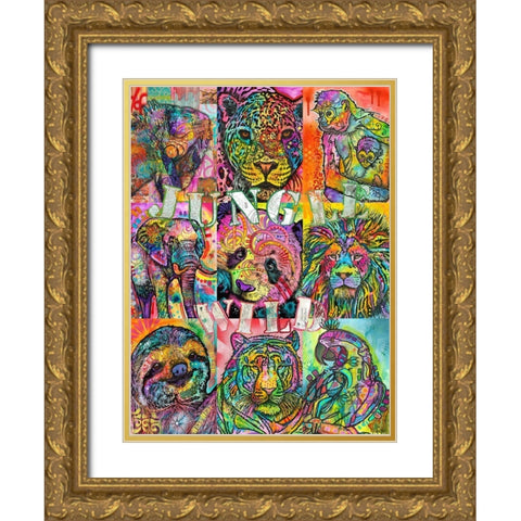 Nine Up of Jungle Wild Gold Ornate Wood Framed Art Print with Double Matting by Dean Russo Collection