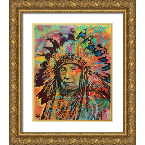 Native American V Gold Ornate Wood Framed Art Print with Double Matting by Dean Russo Collection
