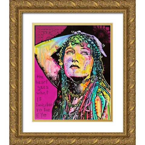 The Heart Sees Gold Ornate Wood Framed Art Print with Double Matting by Dean Russo Collection