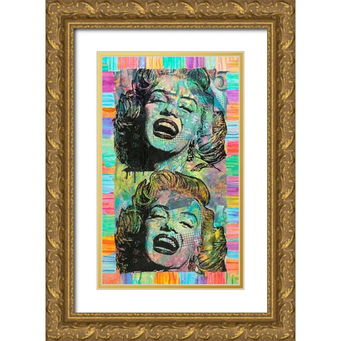 Two Marilyns Gold Ornate Wood Framed Art Print with Double Matting by Dean Russo Collection