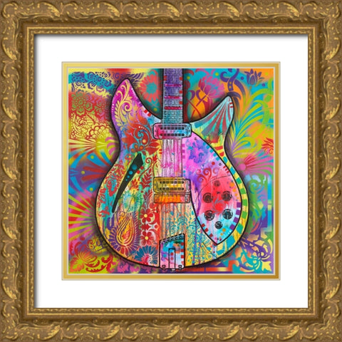 Vintage 12 String Gold Ornate Wood Framed Art Print with Double Matting by Dean Russo Collection