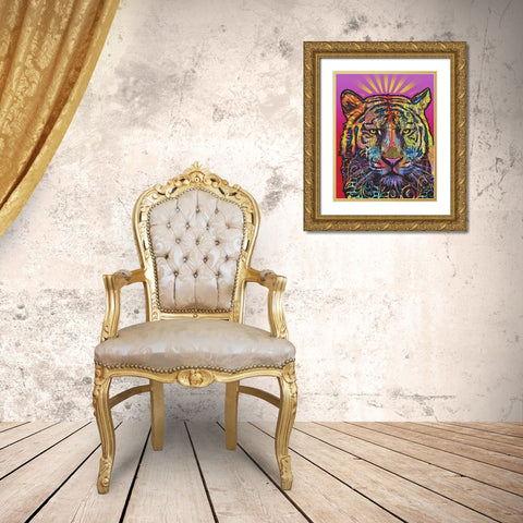 Regal (Tiger) Gold Ornate Wood Framed Art Print with Double Matting by Dean Russo Collection