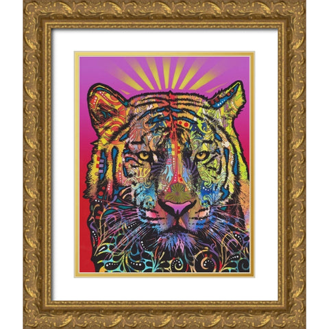 Regal (Tiger) Gold Ornate Wood Framed Art Print with Double Matting by Dean Russo Collection
