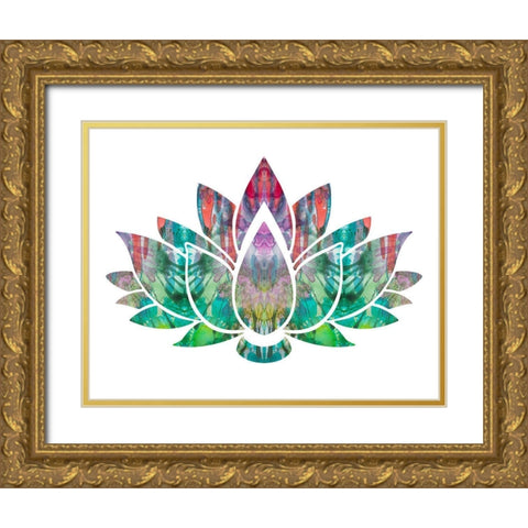 Lotus Gold Ornate Wood Framed Art Print with Double Matting by Dean Russo Collection