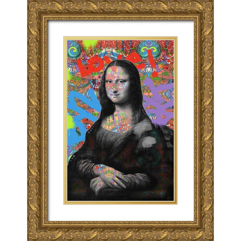Mona Lisa Gold Ornate Wood Framed Art Print with Double Matting by Dean Russo Collection