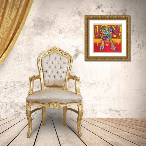 Luva Bull Gold Ornate Wood Framed Art Print with Double Matting by Dean Russo Collection