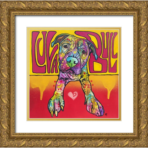 Luva Bull Gold Ornate Wood Framed Art Print with Double Matting by Dean Russo Collection