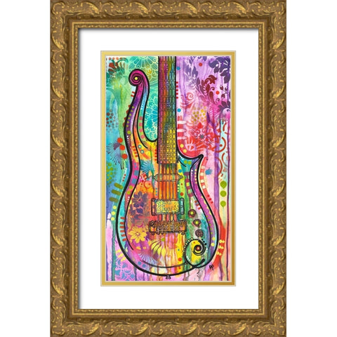 Prince Cloud Guitar Gold Ornate Wood Framed Art Print with Double Matting by Dean Russo Collection