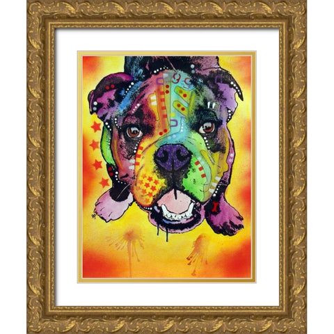 Baby Bulldog Gold Ornate Wood Framed Art Print with Double Matting by Dean Russo Collection