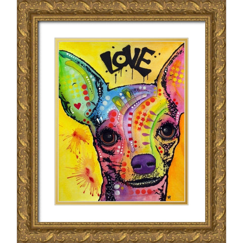 Chihuahua Drip Love Gold Ornate Wood Framed Art Print with Double Matting by Dean Russo Collection
