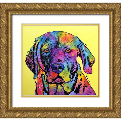 Fixate Labrador Gold Ornate Wood Framed Art Print with Double Matting by Dean Russo Collection