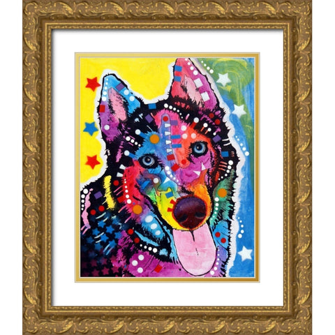 Husky -122209 Gold Ornate Wood Framed Art Print with Double Matting by Dean Russo Collection