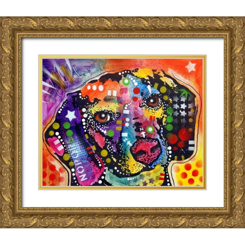 Spotted Beagle Gold Ornate Wood Framed Art Print with Double Matting by Dean Russo Collection