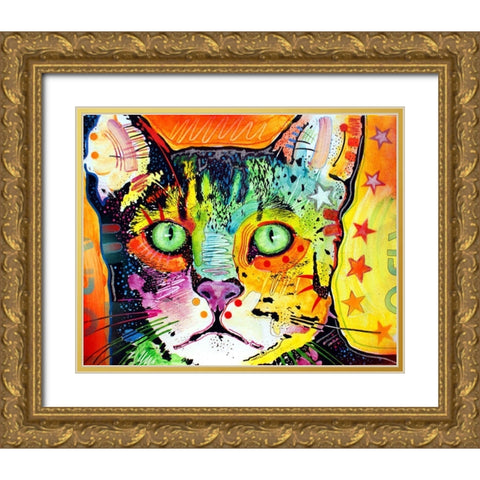 Straight Cat Gold Ornate Wood Framed Art Print with Double Matting by Dean Russo Collection
