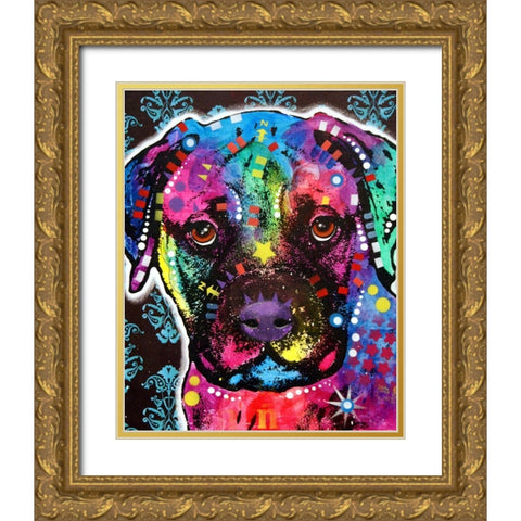 Young Bullmastiff Gold Ornate Wood Framed Art Print with Double Matting by Dean Russo Collection