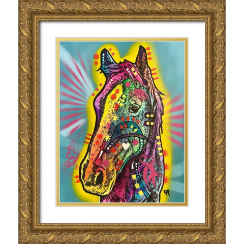 Gift Horse Gold Ornate Wood Framed Art Print with Double Matting by Dean Russo Collection