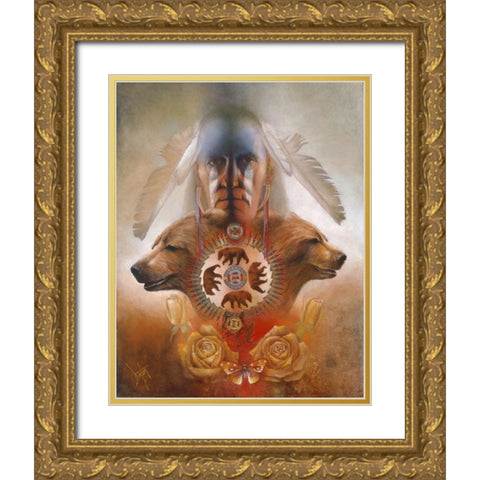 Bear Lodge Gold Ornate Wood Framed Art Print with Double Matting by Lund, Denton