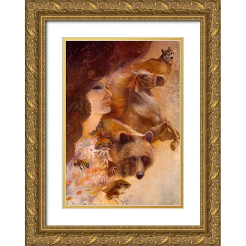 All Creature Great And Small Gold Ornate Wood Framed Art Print with Double Matting by Lund, Denton