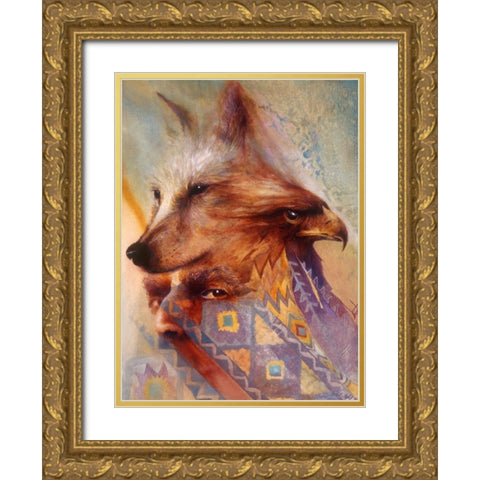 Vision Of The Shaman Gold Ornate Wood Framed Art Print with Double Matting by Lund, Denton
