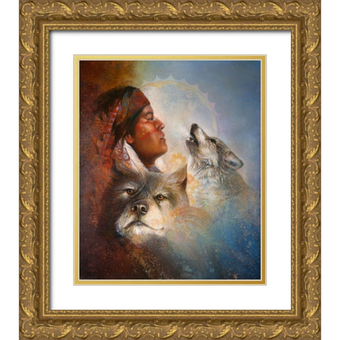 Cry Of The Wolves Gold Ornate Wood Framed Art Print with Double Matting by Lund, Denton