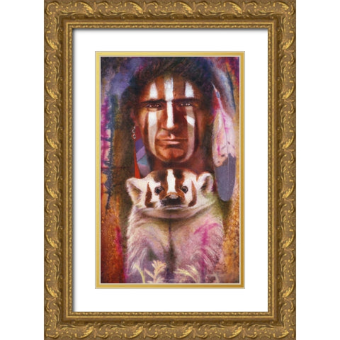 Badger Gold Ornate Wood Framed Art Print with Double Matting by Lund, Denton