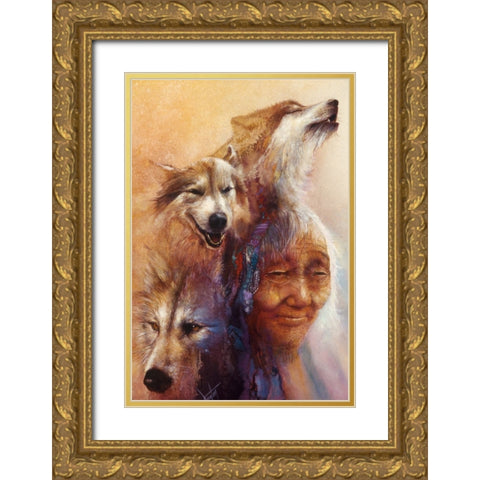 Medicine Woman Gold Ornate Wood Framed Art Print with Double Matting by Lund, Denton
