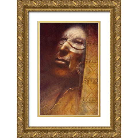 Meditation Gold Ornate Wood Framed Art Print with Double Matting by Lund, Denton