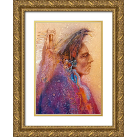 Soul Of The Crow Gold Ornate Wood Framed Art Print with Double Matting by Lund, Denton