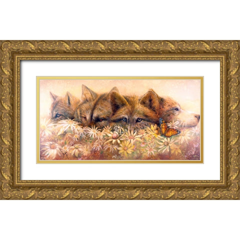 Wildflowers Gold Ornate Wood Framed Art Print with Double Matting by Lund, Denton