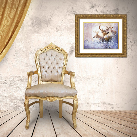 Snow Moon Gold Ornate Wood Framed Art Print with Double Matting by Lund, Denton