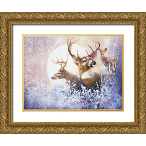 Snow Moon Gold Ornate Wood Framed Art Print with Double Matting by Lund, Denton