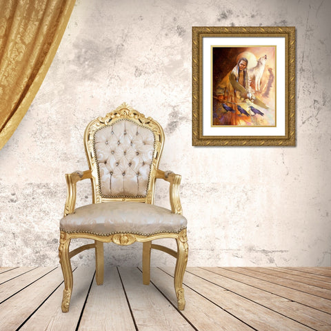 Night Of The Ravens Gold Ornate Wood Framed Art Print with Double Matting by Lund, Denton