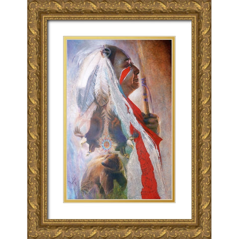 The Spirit Of Eagle Baer Gold Ornate Wood Framed Art Print with Double Matting by Lund, Denton