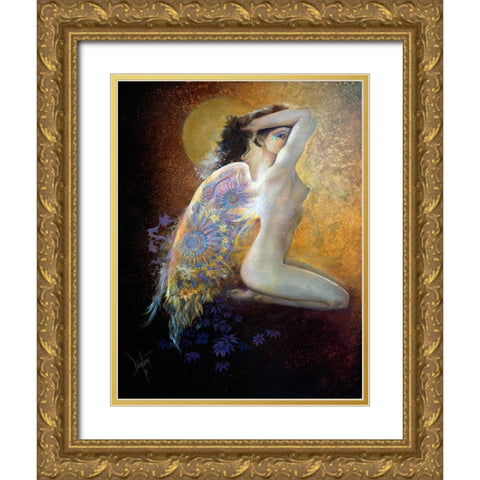 Fleurs De La Lune Gold Ornate Wood Framed Art Print with Double Matting by Lund, Denton