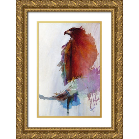Rainbow Eagle Gold Ornate Wood Framed Art Print with Double Matting by Lund, Denton