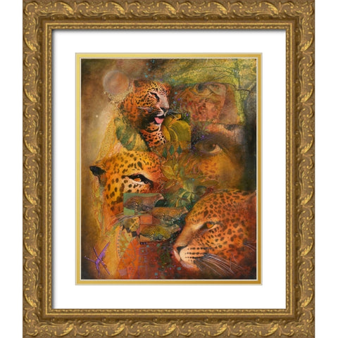 Whiskers Gold Ornate Wood Framed Art Print with Double Matting by Lund, Denton