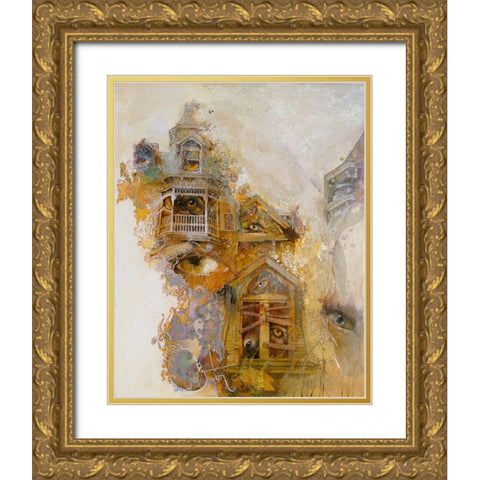 Many Mansions Gold Ornate Wood Framed Art Print with Double Matting by Lund, Denton