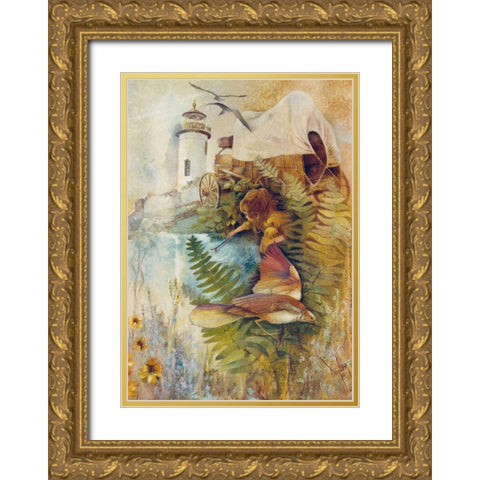 The Pond Gold Ornate Wood Framed Art Print with Double Matting by Lund, Denton