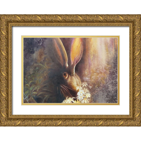 By A Hare Gold Ornate Wood Framed Art Print with Double Matting by Lund, Denton