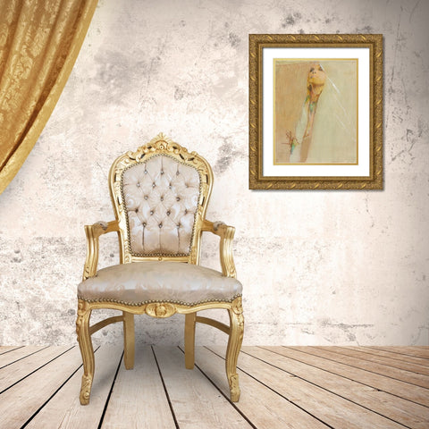 Sandras Eyes Gold Ornate Wood Framed Art Print with Double Matting by Lund, Denton
