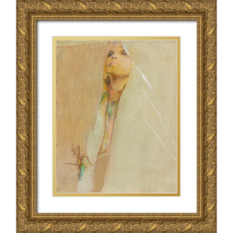 Sandras Eyes Gold Ornate Wood Framed Art Print with Double Matting by Lund, Denton