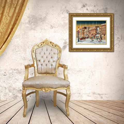 Hometown Christmas Gold Ornate Wood Framed Art Print with Double Matting by Engler, Don