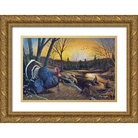 Morning Call Gold Ornate Wood Framed Art Print with Double Matting by Engler, Don