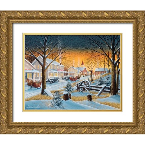 Saturday Night Downtown Gold Ornate Wood Framed Art Print with Double Matting by Engler, Don