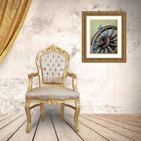Simply Blue Gold Ornate Wood Framed Art Print with Double Matting by Engler, Don