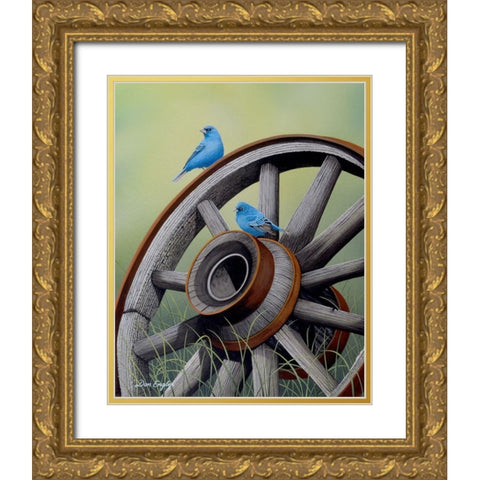 Simply Blue Gold Ornate Wood Framed Art Print with Double Matting by Engler, Don