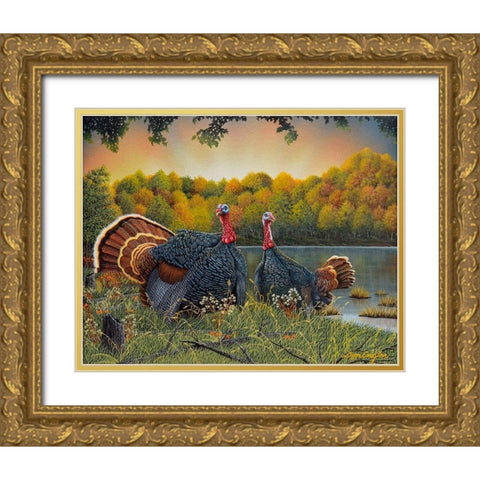 Turkey Season Gold Ornate Wood Framed Art Print with Double Matting by Engler, Don