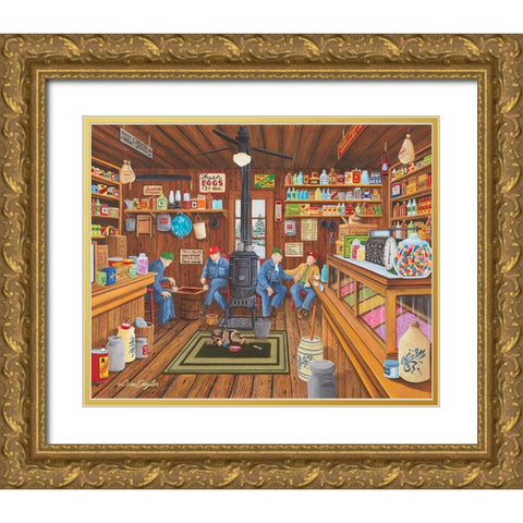 Old Friends Gold Ornate Wood Framed Art Print with Double Matting by Engler, Don