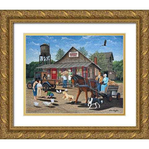 Poppas Store Gold Ornate Wood Framed Art Print with Double Matting by Engler, Don