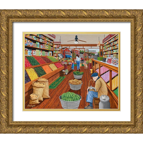 Country Store Gold Ornate Wood Framed Art Print with Double Matting by Engler, Don